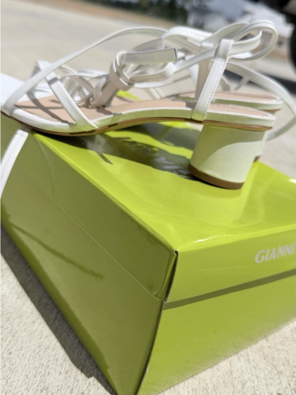Ganni White Strappy Low Block Heel Sandals